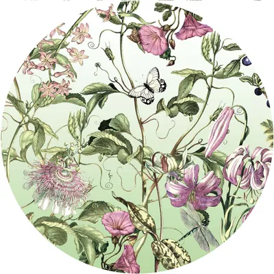 Produktbild von Sanders & Sanders selbstklebende runde Tapete Blumen Grün und Rosa Ø 125 cm