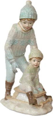 Produktbild von Goodwill Kinder auf Schlitten, cremefarben, Höhe 12,5 cm
