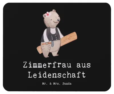 Produktbild von Mr. & Mrs. Panda Mauspad Zimmerfrau Leidenschaft - Schwarz - Geschenk, Mousepad, mousematte, laptop, Mouse Pad, pc