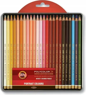 Obrázek produktu pro Koh-i-noor POLYCOLOR 3824/24 - umělecké pastelky portrét v plechovém pouzdře - 24 ks