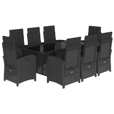 Produktbild von vidaXL 9-tlg. Garten-Essgruppe mit Kissen Schwarz Poly Rattan