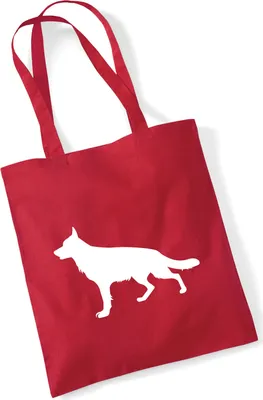 Produktbild von Huuraa Jutebeutel Deutscher Schäferhund Silhouette 10 Liter Classic Red Baumwolle Tasche Geschenkidee