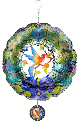 Hängender Windspinner 3D Tropischer Vogel, Metall, 37x29 cm
