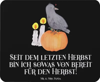 Produktbild von Mr. & Mrs. Panda Mousepad Herbstvorfreude - Schwarz - Geschenk, Mouse Pad, computermatte, mausteppich, Familienfeste, mauspad laptop, kreative Feiern, besondere Anlässe