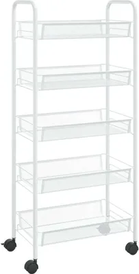 Image de vidaXL Chariot de cuisine 5 plateaux blanc 46x26x105 cm fer