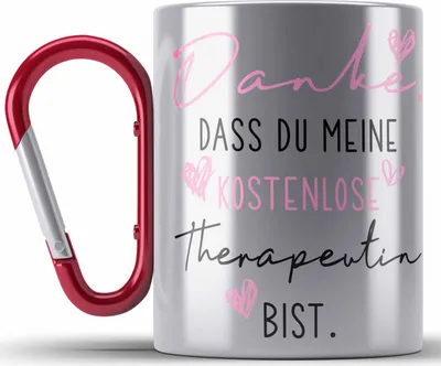 Produktbild von Trendation - Beste Freundin Edelstahl Tasse Karabiner Geschenk Beste Freundinnen Geburtstag Lustig Freundinnen Spruch Becher - Danke Dass Du Meine e Therapeutin Bist (Rot)