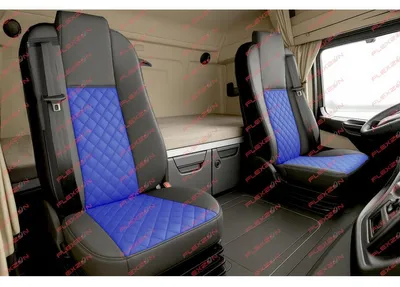 Obrázek produktu pro Sada 1+1 potahů sedadel z umělé kůže pro MERCEDES ACTROS MP4 EURO 6 2015–2021 – modro-černá