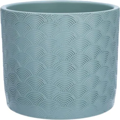 Produktbild von INNA-Glas Pflanzentopf FERDINANTA mit Muster, Keramik, hellblau-matt, 12,3cm, Ø13,5cm - Keramik Übertopf