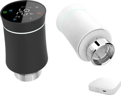 Produktbild von AIORBER ZigBee Smart Thermostat Heizkörperventil mit App Steuerung, Zeitplan, Sprachsteuerung, energiesparend, Fernbedienung, Schwarz