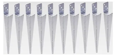 Produktbild von 10x Set Einschlag-Bodenhülse Pfostenträger zum Einschlagen L, feuerverzinkt, für Holzpfosten, L-Form 60x600 mm