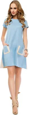 Produktbild von Kleid Asymmetrisch Trapez Mini-Kleid Top; Babyblau/Beige XL/42