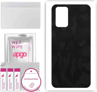 Produktbild von apgo Rückseite Schutzfolie, Skin, kompatibel mit Realme GT Neo, Hinten Displayschutzfolie aus Vinylfolie, kratzfest, einfache Montage - Schwarzes Tarnmuster