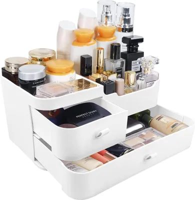 Produktbild von Make-up-Aufbewahrungsbox, Schminktisch-Organizer, Hautpflegebox, Kosmetik-Aufbewahrungsbox mit zwei Schubladen