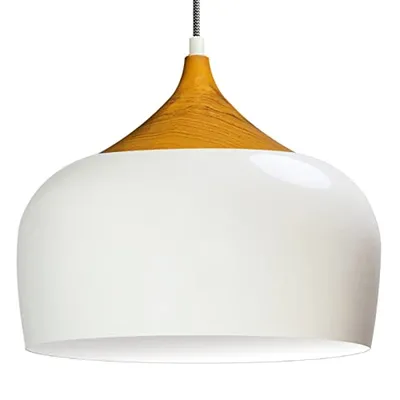 Produktbild von Pendelleuchte Weiß Holz Stil Leuchtmittel Metall LED