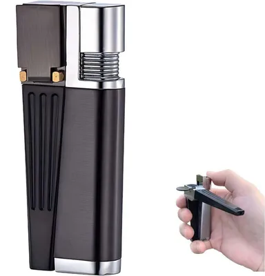 Image de Briquet tempête rechargeable avec flamme réglable, présenté dans une boîte cadeau, idéal pour les bougies, la cuisine et le camping