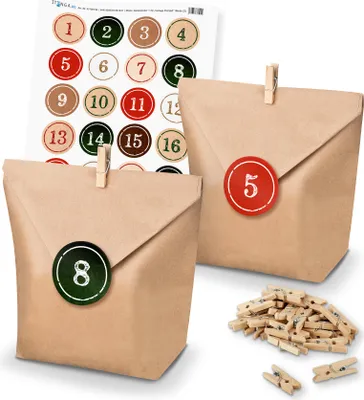 Produktbild von Basteladventskalender Set - Set 2 rot grüne Sticker im StempelDesign