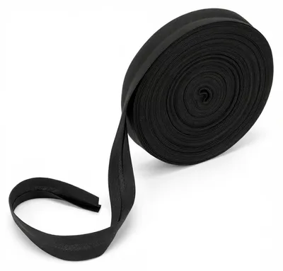 Produktbild von Schrägband, vorgeklappt, 14 mm x 20 m, schwarz, für Nähprojekte
