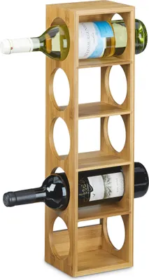 Produktbild von Relaxdays Weinregal Bambus, HxBxT:53x14x12cm, Flaschenhalter 5 Fächer, Holzregal für Wein, stapelbar, natur