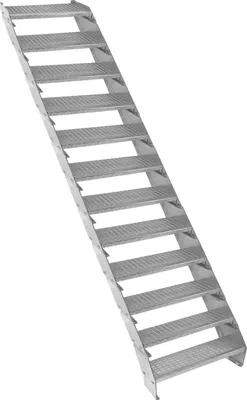 Imagen del producto de Escalera de acero galvanizado ajustable, de doce peldaños, con un ancho de 600 mm