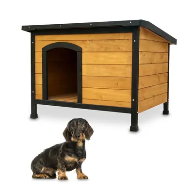 Produktbild von zooprinz Hundehütte Carlo Bitumen Klappdach Holzfüße mit Kunststoffkappen Wetterfest 86x62x60cm (BxHxT)