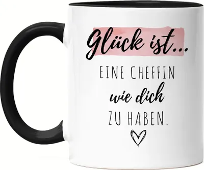 Produktbild von Glück Ist Eine Chefin Wie Dich Zu Haben Tasse Schwarz Geschenk Danke Sagen Beste Chefin