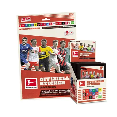 Immagine prodotto di Figurine Topps Bundesliga da collezione 2023/24 - 1 espositore (50 bustine) + sticker starter (album con 20 figurine)