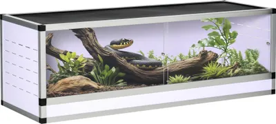 Produktbild von PawHut Terrarium aus Aluminium für Reptilien Amphibien Spinnentiere Reptilienzuchtbox Mesh-Terrarium Weiß+Silber+Schwarz 120 x 40 x 40 cm