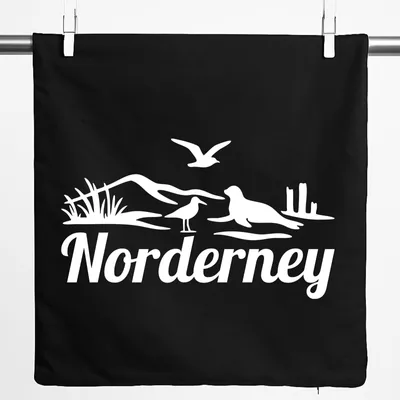 Produktbild von Huuraa Kissenbezug Norderney Strandmotiv 40x40cm Black Baumwolle Dekokissenbezug Geschenkidee