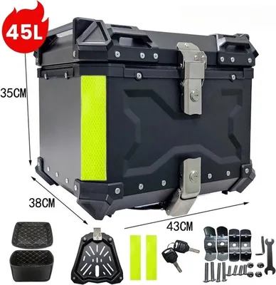 Obrázok produktu pre 45-litrový hliníkový kufor na motocykel – čierna farba – robustný úložný priestor pre prilbu a príslušenstvo