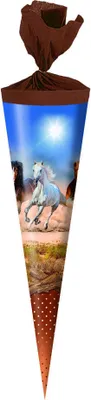 Produktbild von Schultüte / Zuckertüte / Länge: 35cm / rund / "Pferde"