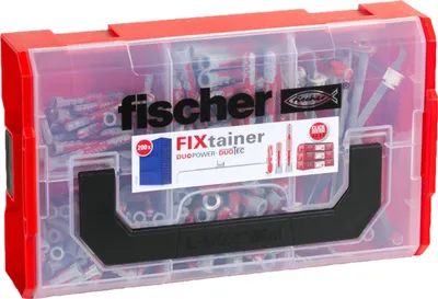 Produktbild von FixTainer - DuoPower kurz/lang + DuoTec Kippdübel (hellgrau/rot, 200-teilig)