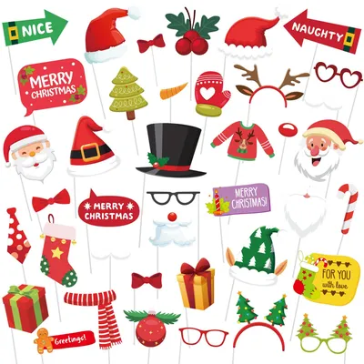 40-teiliges Weihnachtsfoto-Requisiten-Set, Fotobox-Zubehör