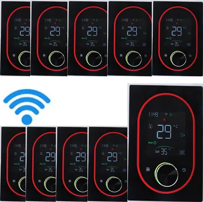 Obrázok produktu pre 10x digitálny WiFi termostat – inteligentný izbový termostat pre ohrev teplej vody a podlahové kúrenie s dotykovým displejom VA, nastaviteľným gombíkom a 5+1+1-týždňovým programovaním