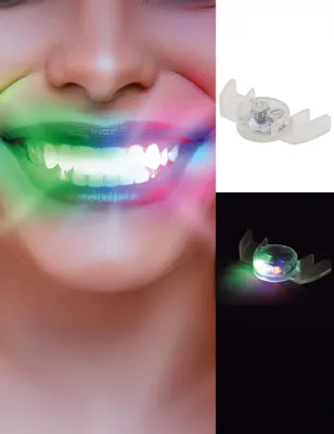 Imagen del producto de Máscara de Halloween con luces, efecto de cambio de color, diseño aterrador, forma de dientes, accesorio para fiestas, tendencia actual, efecto de mordisco brillante, ideal para ambientes con luz negra, diversión nocturna
