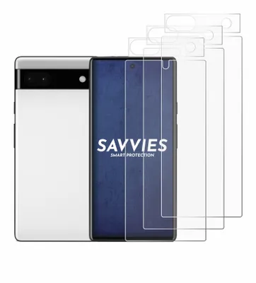 A smartphone and several screen protectors are displayed against a white background.