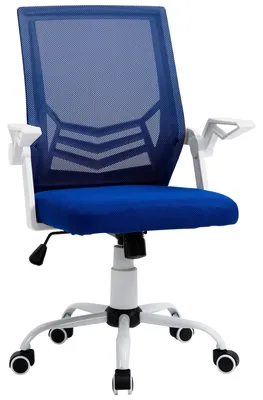 Produktbild von Ergonomischer Bš¹rostuhl mit Lendenwirbelstš¹tze, klappbaren Armlehnen, drehbarem Sitz aus atmungsaktivem Netzgewebe, verstellbarer Rš¹ckenlehne und H?henverstellung, Belastbarkeit 120 kg, blau