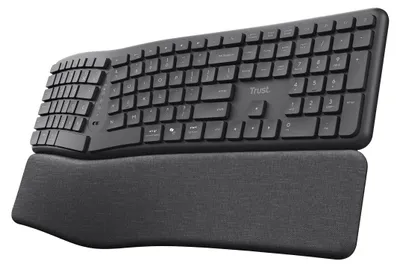 Obrázek produktu pro Trust Keyra, Plná velikost (100 %), Bezdrátový, RF bezdrátové + Bluetooth, Membránový spínač, QWERTY, Černá