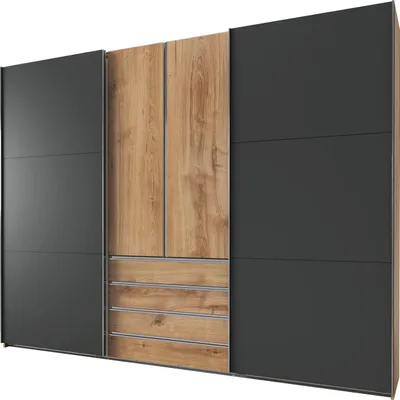 Produktbild von Dreh-/Schwebetürenschrank Magie Kleiderschrank Ausführung wählbar,Plankeneiche / graphit,300x65x236cm