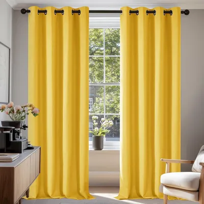 Produktbild von Verdunkelungsgardinen Kälteschutz Blickdicht 2er Set 245x140 cm Senfgelb