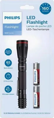 Produktbild von Philips SFL1001P/10, Taster-Taschenlampe, Schwarz, IPX4, LED, AA, Alkali