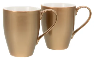 Produktbild von CreaTable, 25847, Golden Days Weiss, Kaffeebecher 2-tlg, Steinzeug