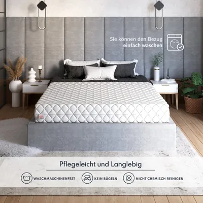 Produktbild von Matratze 90x200 cm orthopädisch Kaltschaum HR-Schaum Visco Memory H4 ca. 29 cm Höhe atmungsaktiv Bezug waschbar für Allergiker SELECT MAX PLUS