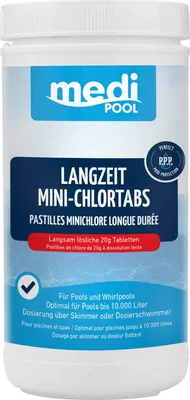 Produktbild von mediPOOL Langzeit-Minichlor Tabs 20 g, Chlortabletten, Chlorlangzeittabletten, Poolreinigung Inhalt:1 kg