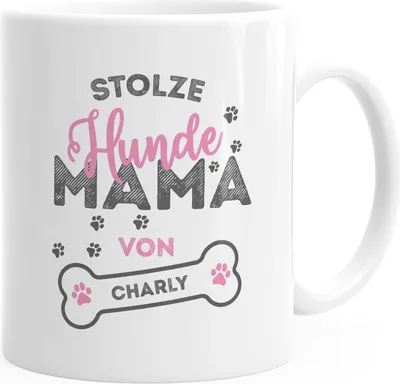 Produktbild von personalisierte Kaffee-Tasse stolze Hundemama von [Hundename] personalisierte Geschenke Hundebesitzer SpecialMe® weiß Keramik-Tasse