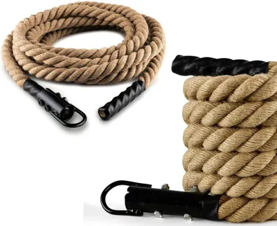 Produktbild von Kletterseil, 38 mm, aus Hanf – 4/5/6 m – Fitnessseil für Krafttraining, Crosstraining und Muskeltraining – bis 220 kg