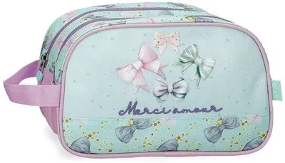 Productafbeelding van Toilettas met twee vakken 26 x 16 x 10 cm - groen polyester - aanpasbaar - ideaal voor make-up