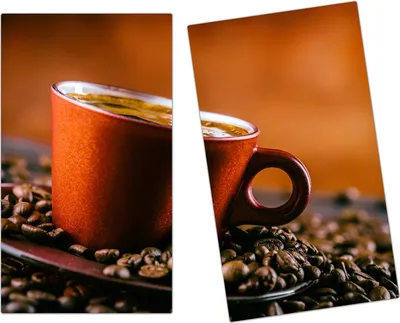 Produktbild von Spritzschutz Herdabdeckplatte Schneidebrett aus Glas Kaffee auf Bohnen 2-Teilig (60x52cm)