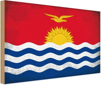 Produktbild von vianmo Holzschild 30x40 cm Kiribati Flagge Fahne Wappen