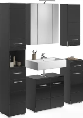 Produktbild von Meublorama XX-X18B5B05, Schwarz, 6 Tür(en), 2 Schublade(n), 13 Regale, 340 mm, 1510 mm