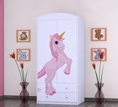 Image de BDW Armoire, 2 portes, 2 tiroirs, penderie, 180x90 cm, blanc